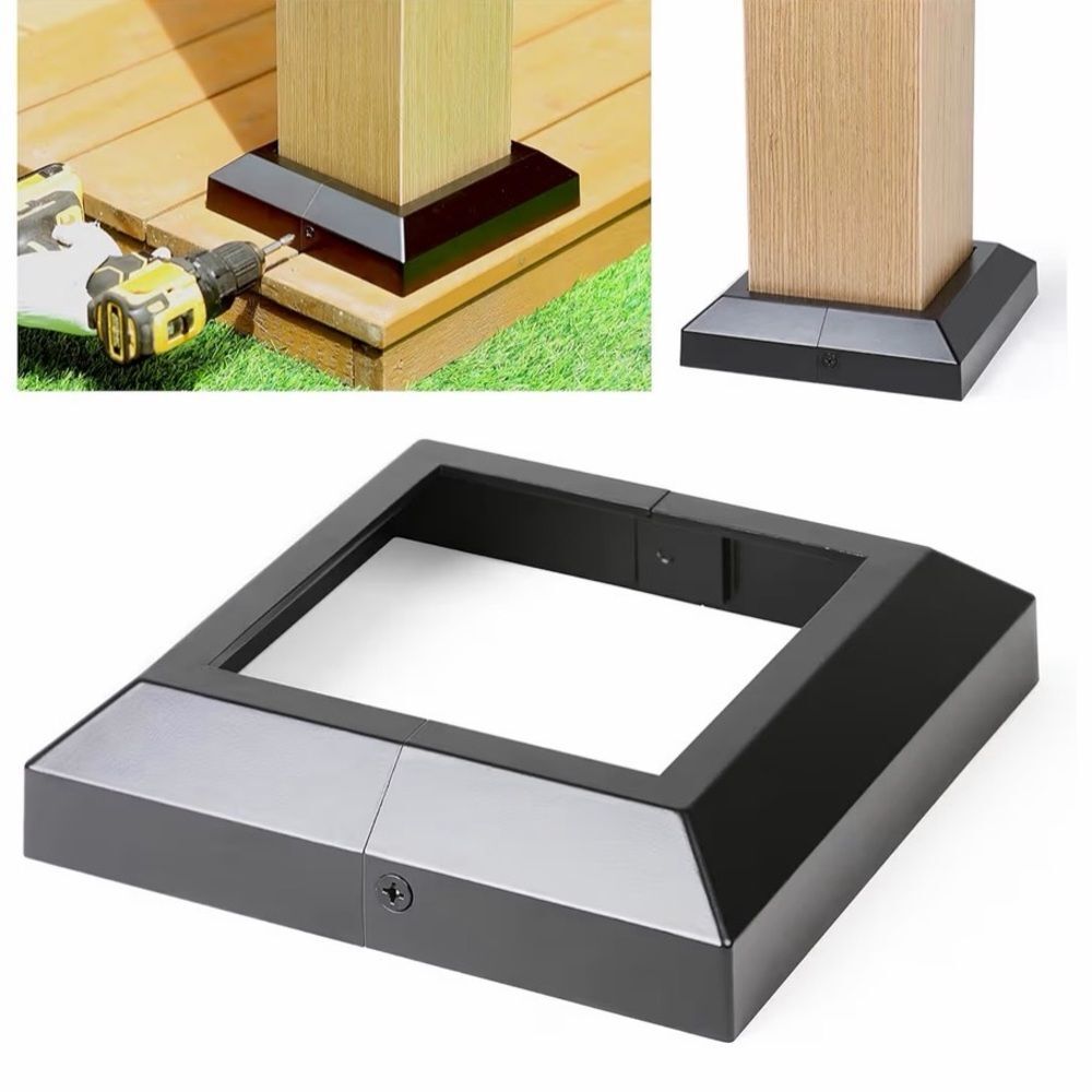 NIB WOCEPU 6x6 Aluminum Deck Post Base Cover in Black